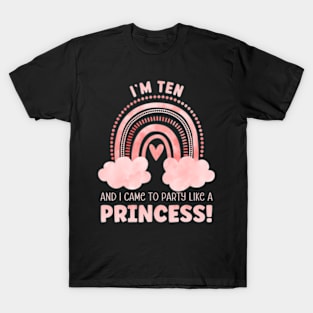 Ten Years Old 10Th Birthday Princess 10 Birthday T-Shirt